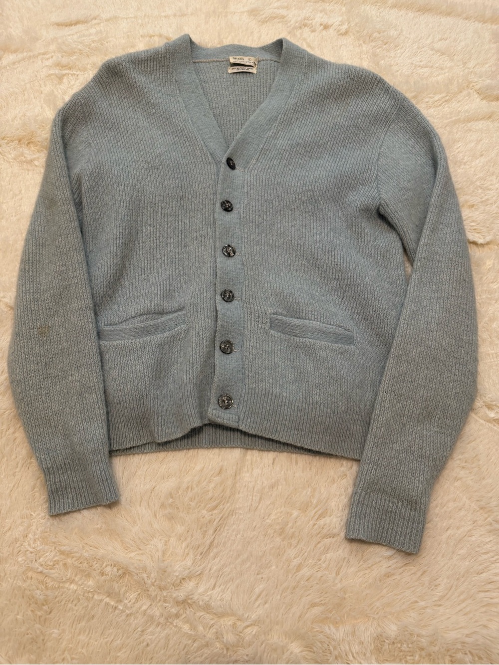 Vintage Alpaca Wool Blend Sears Roebuck Large Grey Button Cardigan
